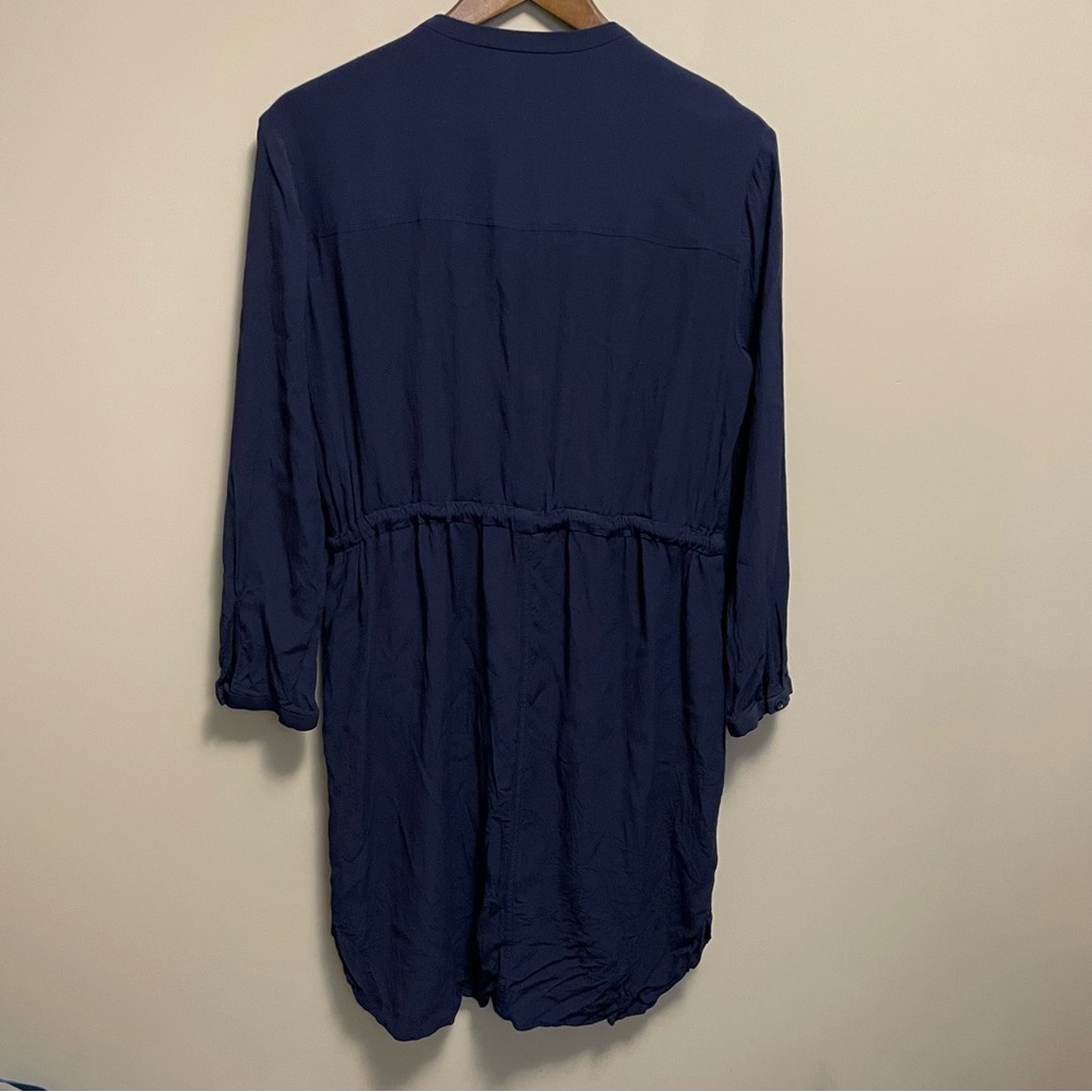 J. Crew Dark Blue Button-Up Long Sleeve Shirt Dress - Picture 10 of 11
